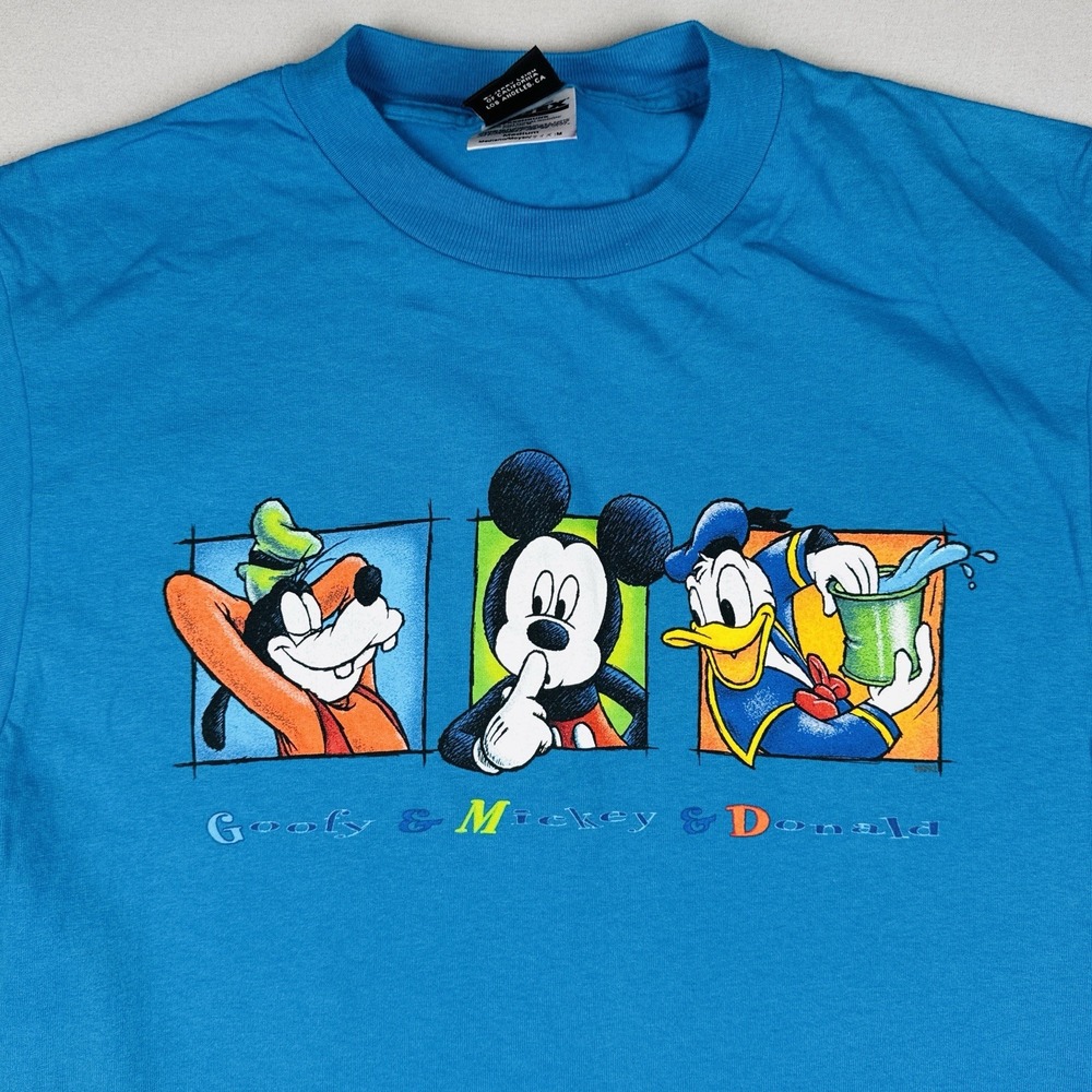 Vintage Mickey Unlimited Goofy Mickey Donald Disney T Shirt Medium Blue
